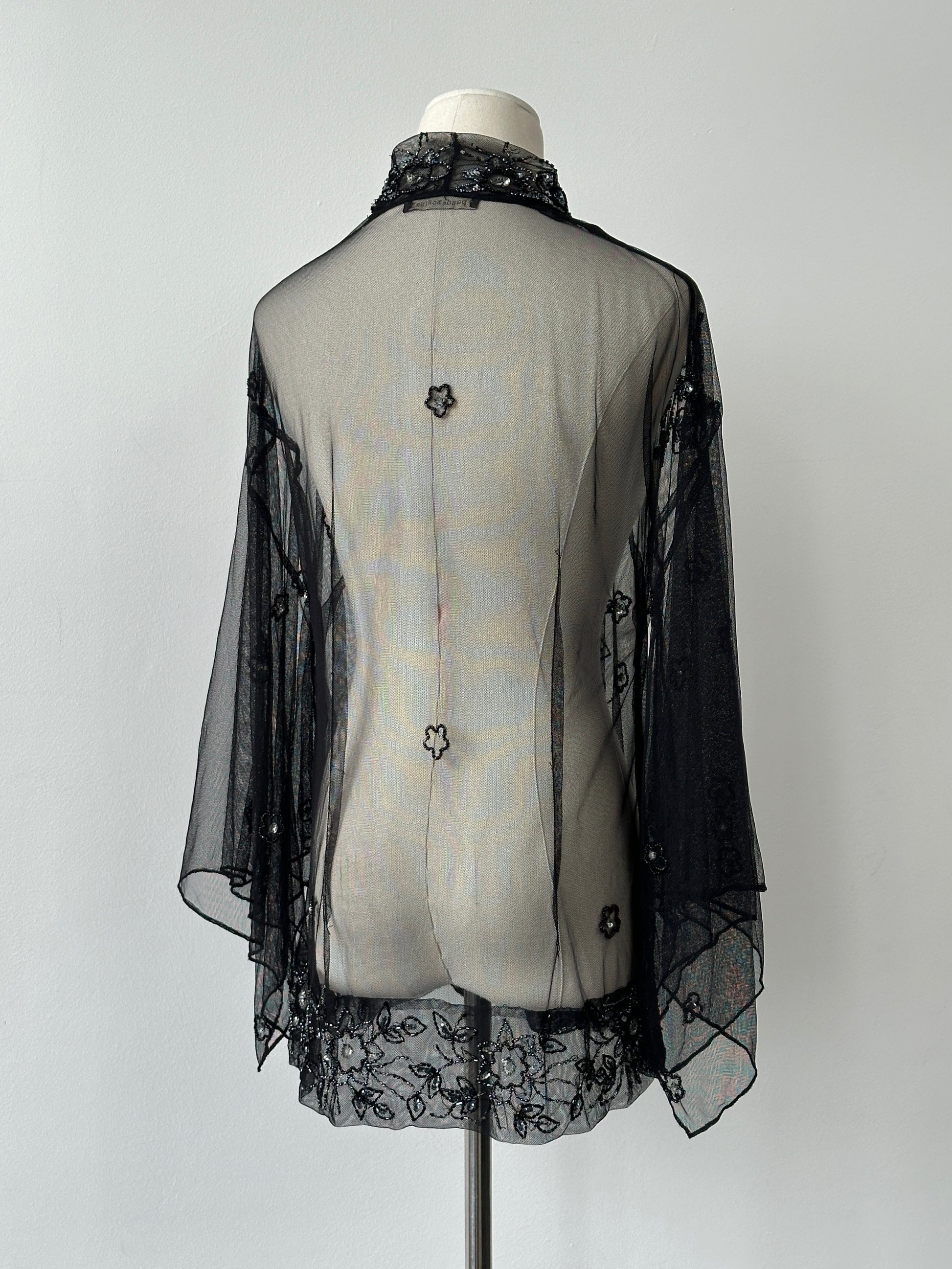 Vintage 2000s Beaded Sheer Kimono Cardigan - One size