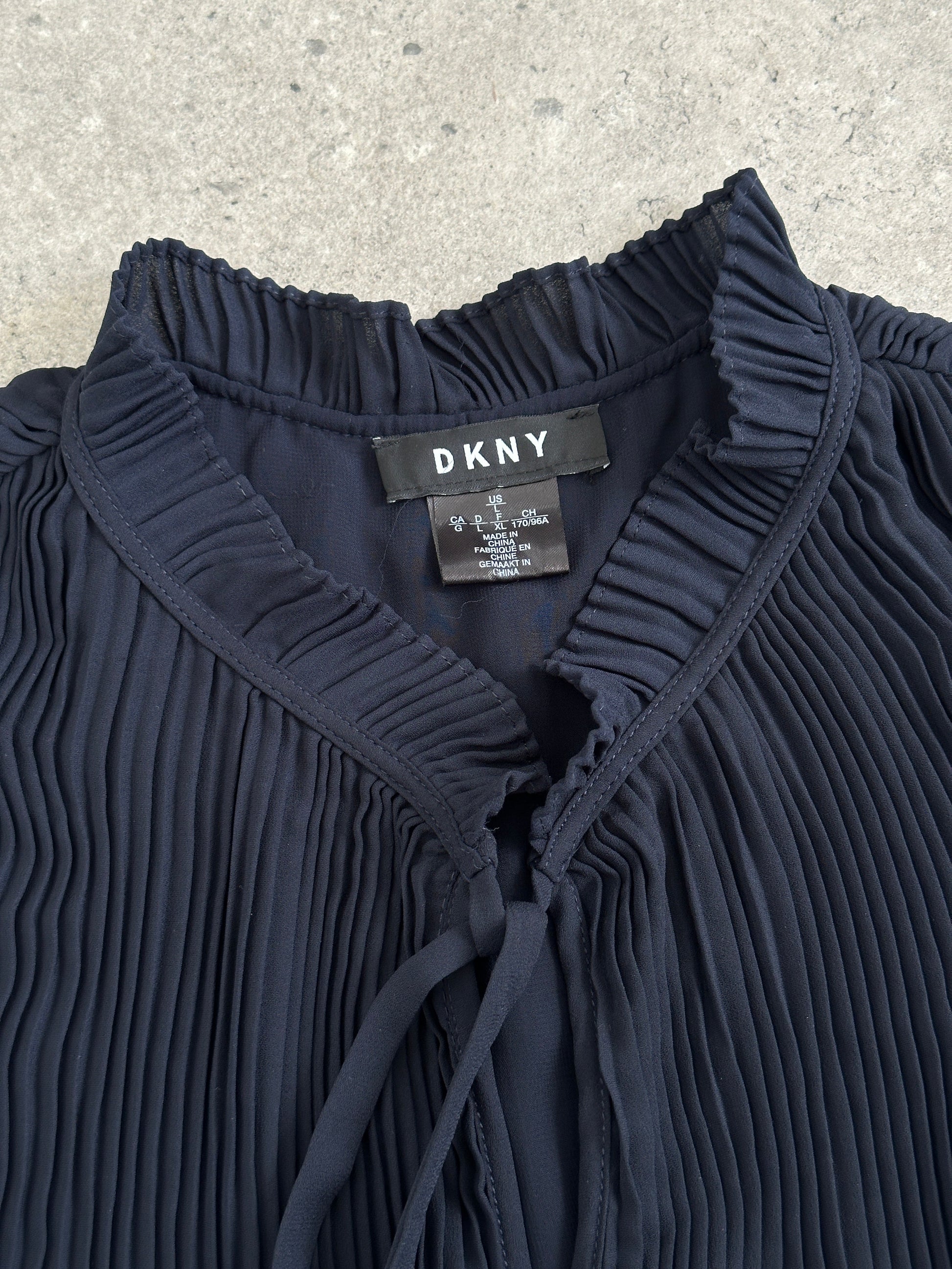 DKNY 2000s Pleated Sleeveless Tie Top - L