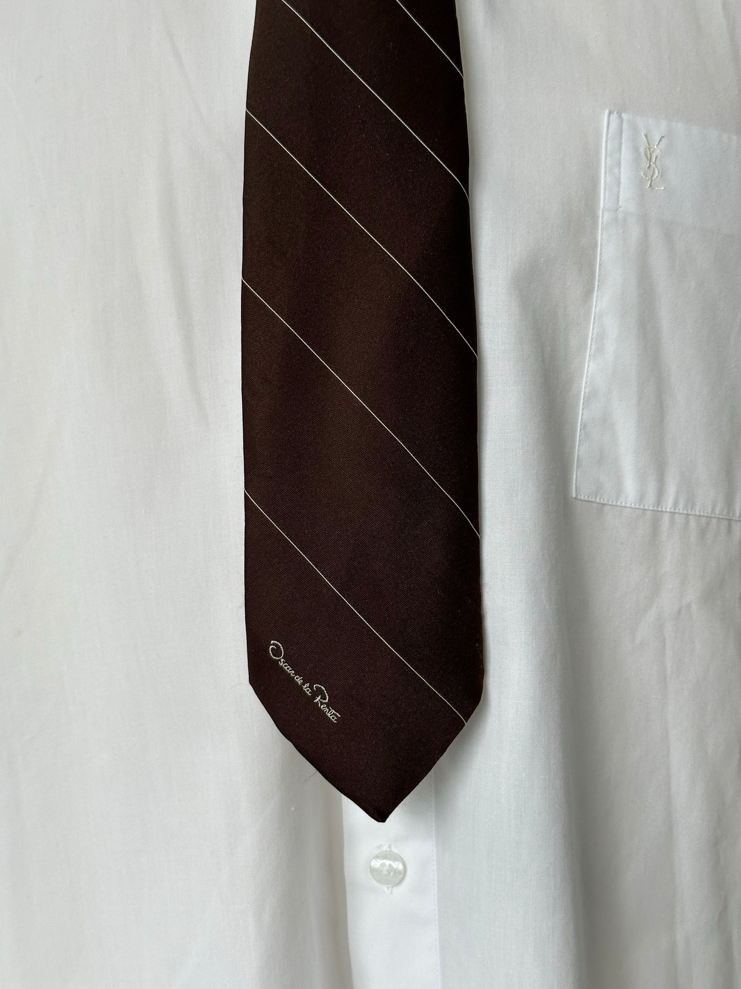 Oscar De La Renta 1990s Silk Striped Tie