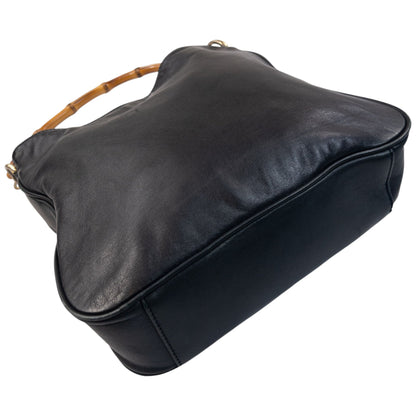 Vintage 90s Gucci Bamboo Handle Shoulder Bag | O/S, Black