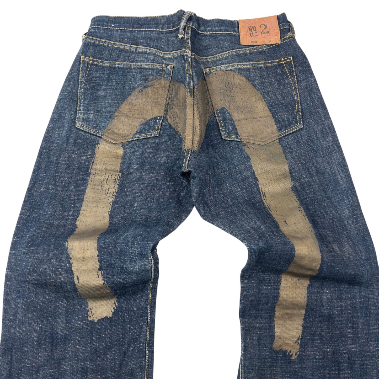 Vintage 2000s Evisu Painted Daicock Japanese Denim Jeans Size W32 | W32, Multicoloured