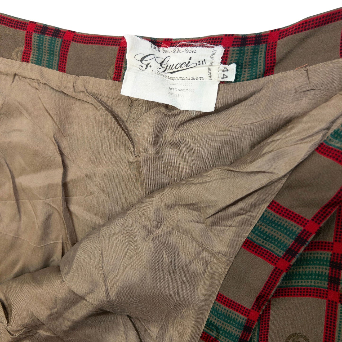 Vintage 80s Gucci Checkered Monogram Silk Skirt Womens Size W24 | W24, Red