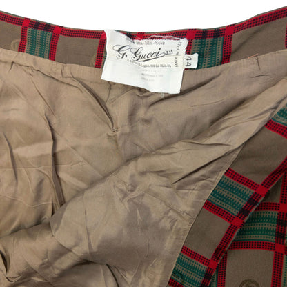 Vintage 80s Gucci Checkered Monogram Silk Skirt Womens Size W24 | W24, Red