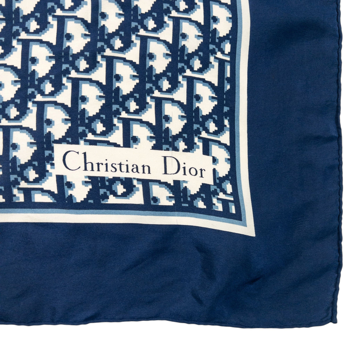Vintage 2000s Dior Monogram Pixel Silk Scarf | O/S, Cream