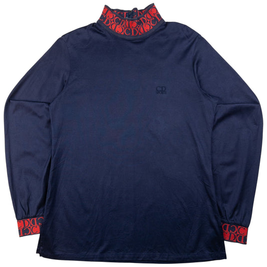 Vintage Dior Sports Monogram Long Sleeve Turtleneck Top Womens Size L