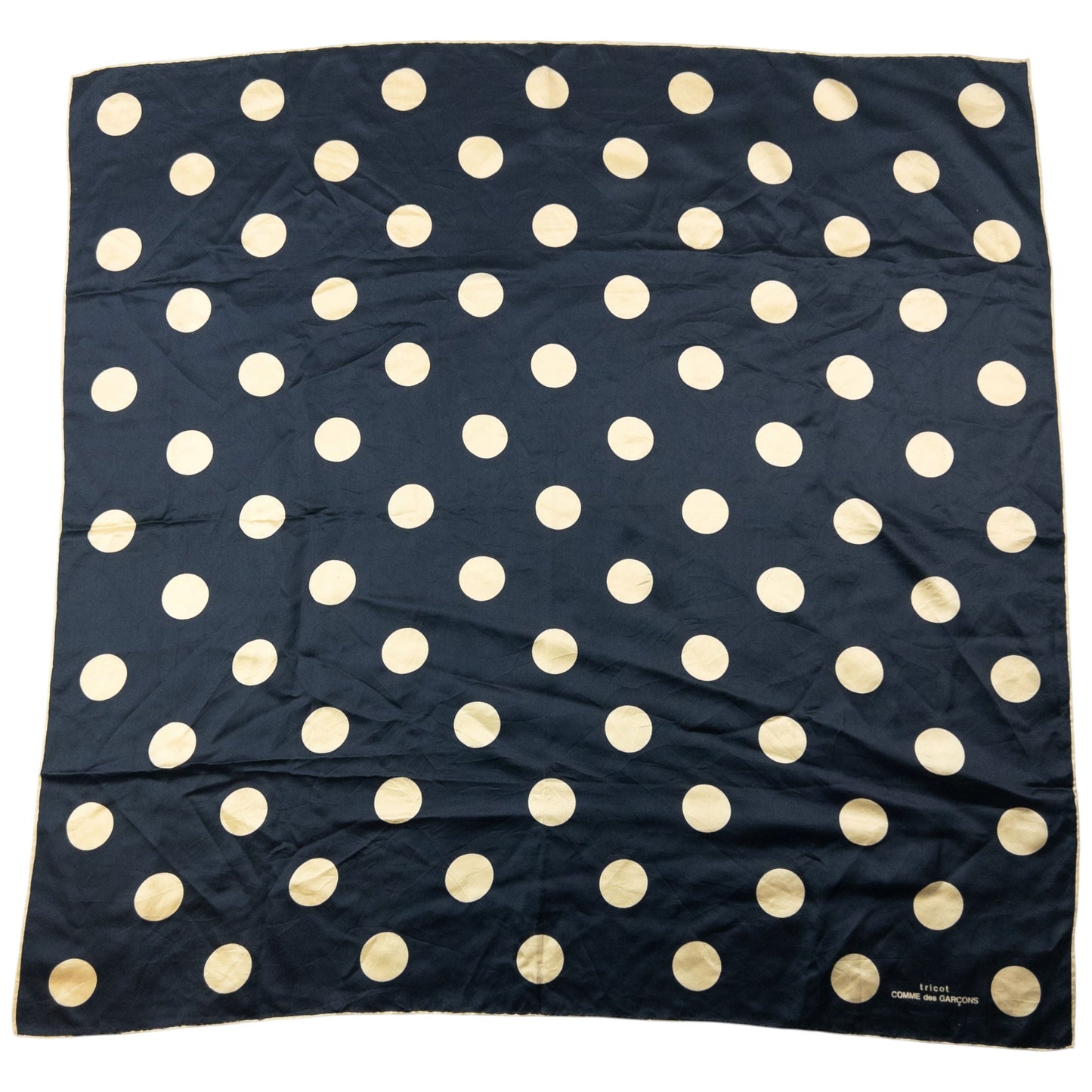 Vintage 90s Comme Des Garçons Tricot Polka Dot Silk Scarf | O/S, Cream