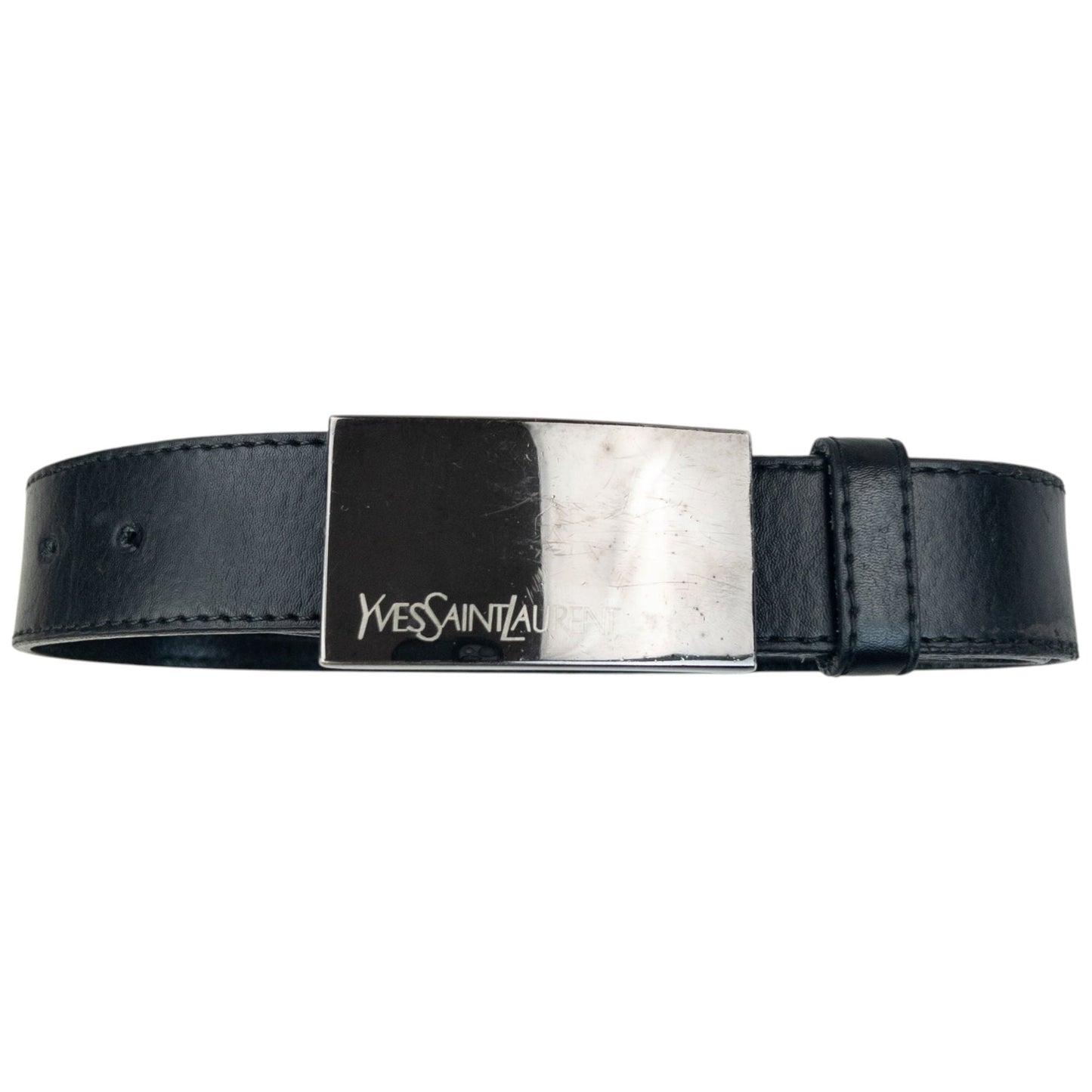 Vintage 2000s YSL Yves Saint Laurent Leather Belt Size M | O/S, Black