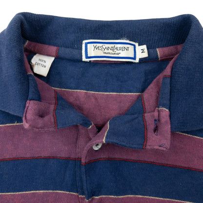Vintage 80s YSL Yves Saint Laurent Striped Long Sleeve Polo Shirt Size XS | XS, Multicoloured