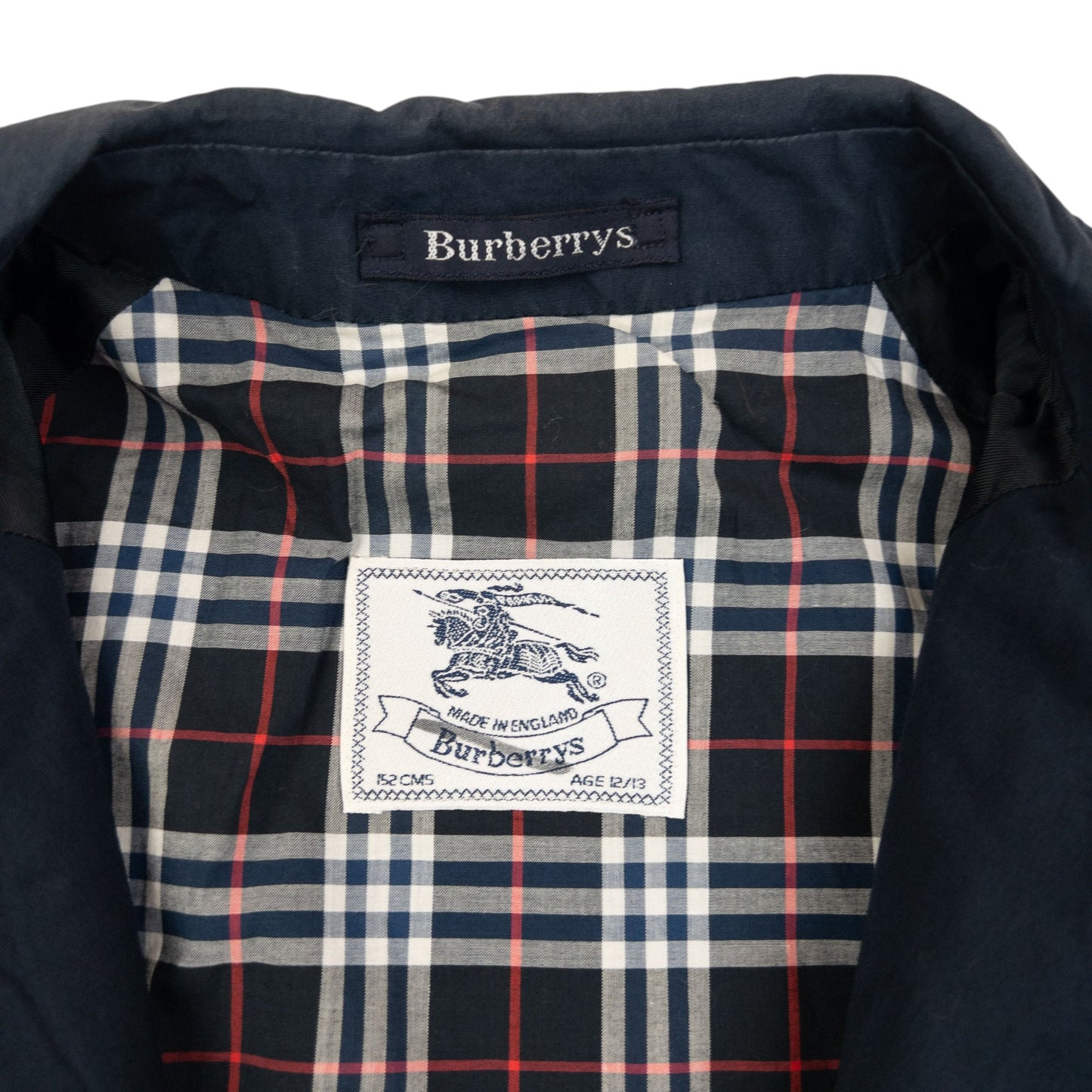 Vintage 90s Burberry Nova Check Lined Trench Jacket Womens Size L | Large, Navy