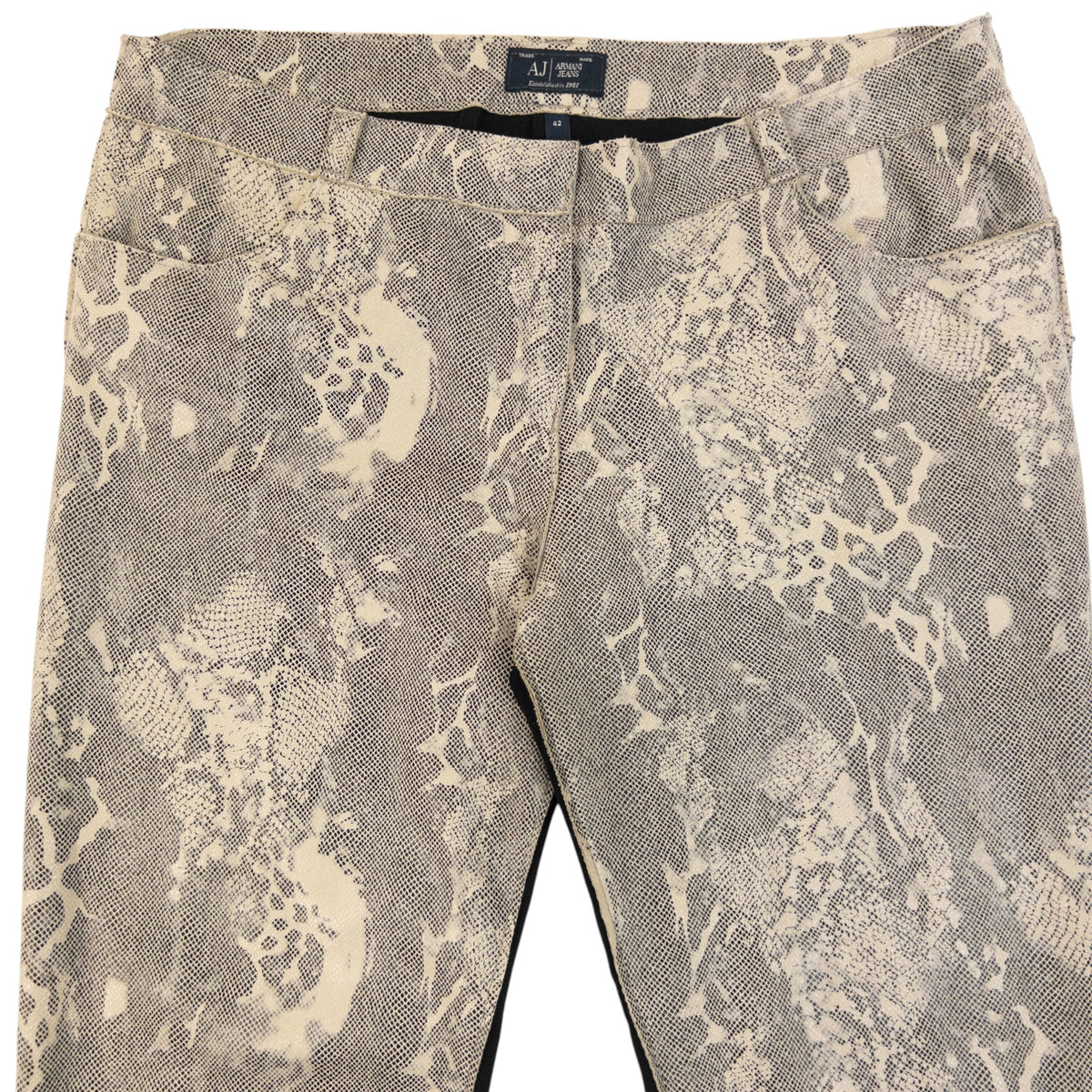 Vintage 2000s Armani Jeans Snakeskin Pattern Jacket & Trousers Set Womens Size L | Large, Black