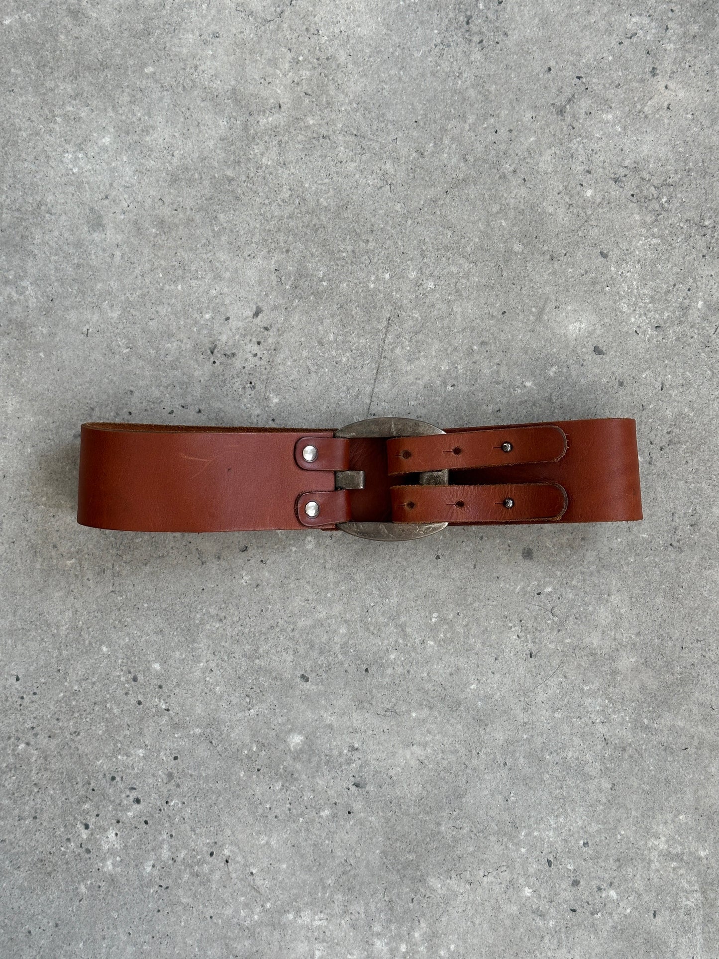 Vintage 1990s Leather Chunky Belt - W24-26