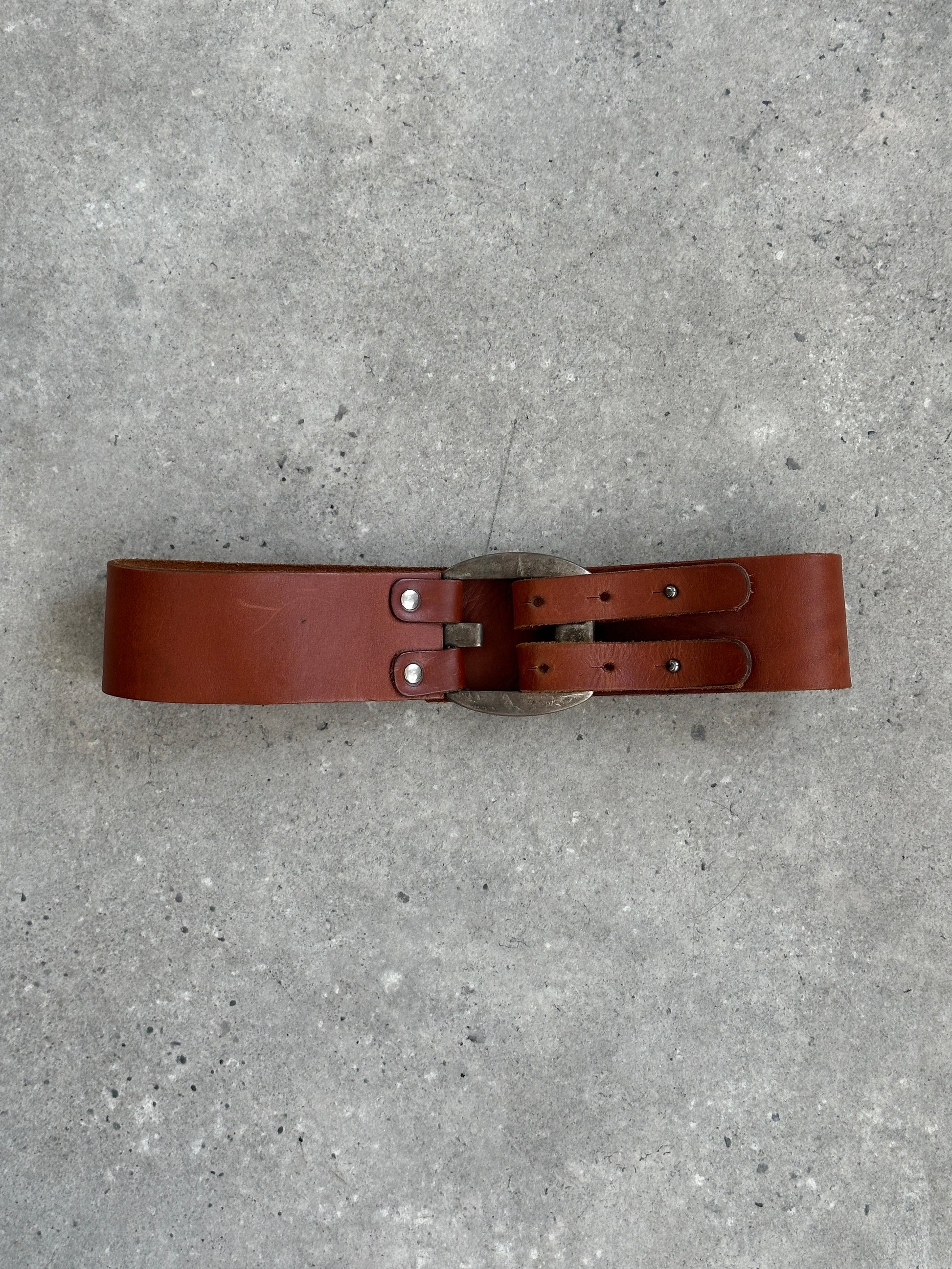 Vintage 1990s Leather Chunky Belt - W24-26