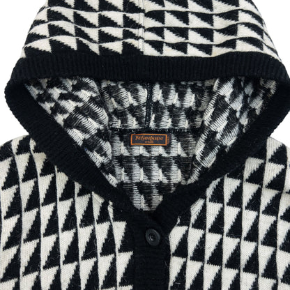 Vintage 80s YSL Yves Saint Laurent Geometric Wool Knit Jacket Size S | Small, Black