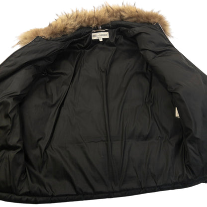 Vintage 2000s Dolce & Gabbana Fur Collar Puffer Jacket Womens Size M | Medium, Black