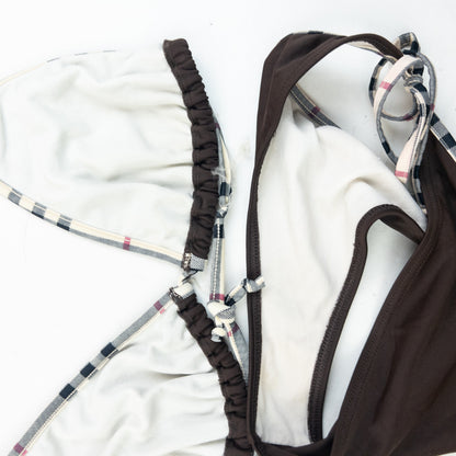 Vintage 2000s Burberry Nova Check Trim Bikini Set Womens Size XXL | XXL, Brown