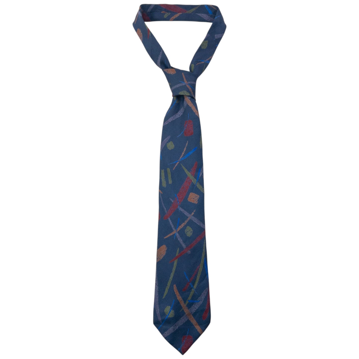 Vintage 90s Issey Miyake Pattern Silk Tie | O/S, Blue