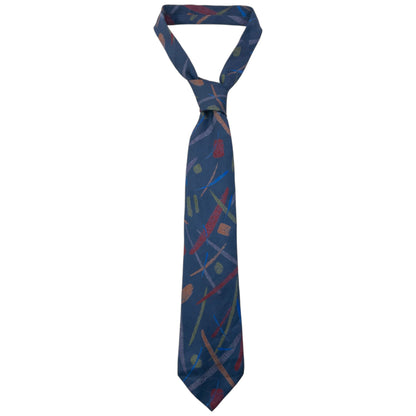 Vintage 90s Issey Miyake Pattern Silk Tie | O/S, Blue