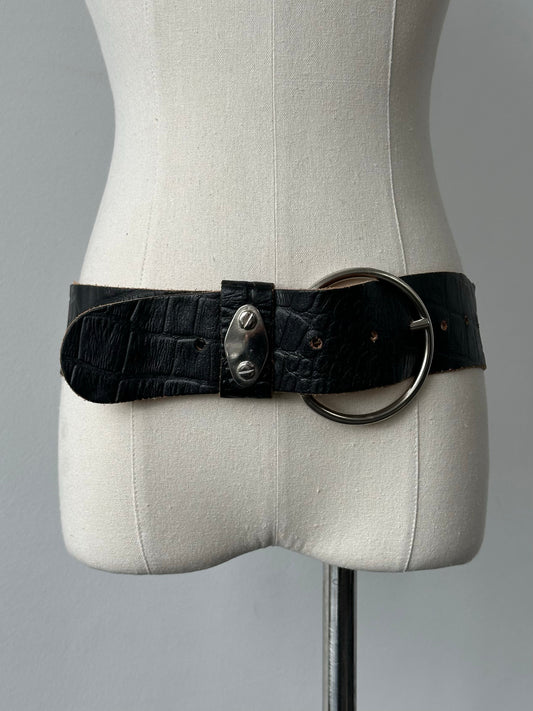 Vintage 1990s Circular Leather Chunky Belt - W22-34