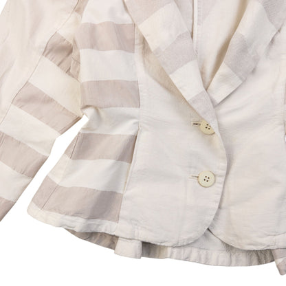 Vintage 90s Issey Miyake Fete Striped Jacket Womens Size M | Medium, Cream