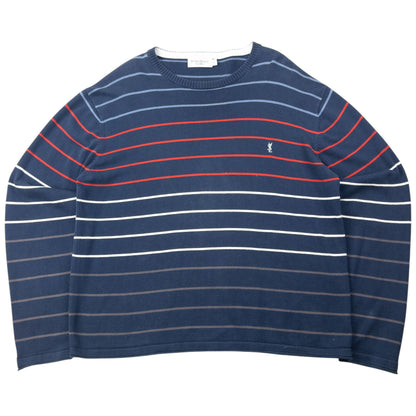 Vintage 2000s YSL Yves Saint Laurent Striped Jumper Size L | Large, Navy