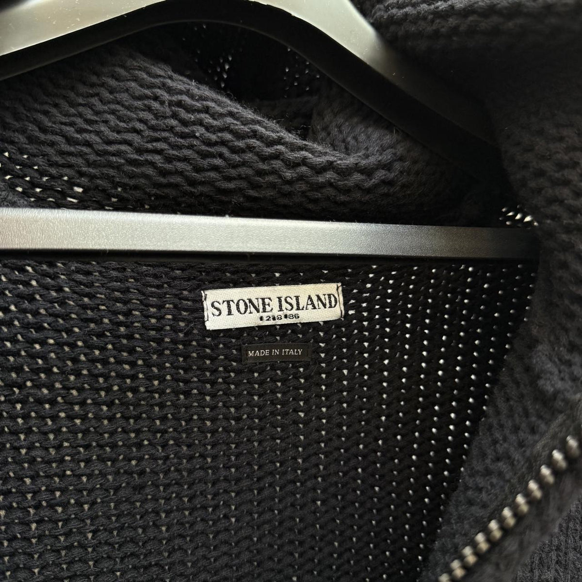 Stone Island Vintage Early 2000s Hooded Zip Knit Cardigan (L) | Medium, Black