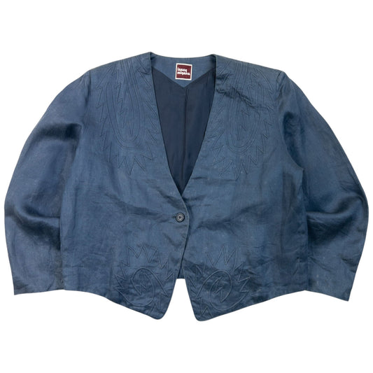 Vintage 80s Issey Miyake Embroidered Jacket Womens Size M | Medium, Blue