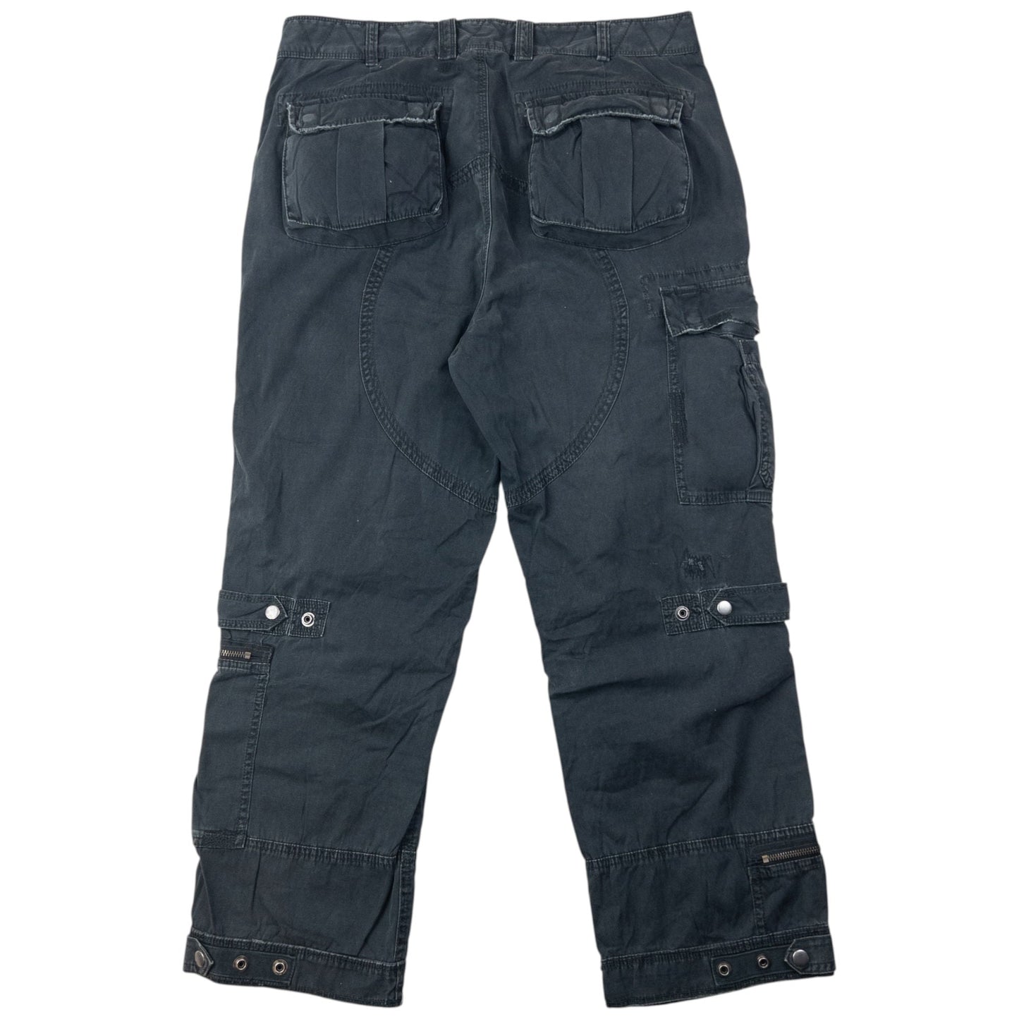 Vintage 90s Polo Ralph Lauren Cargo Trousers Size W35 | W35, Grey Black