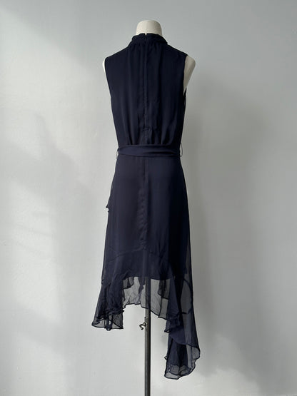 CeCe Asymmetric High Neck Sleeveless Dress - M
