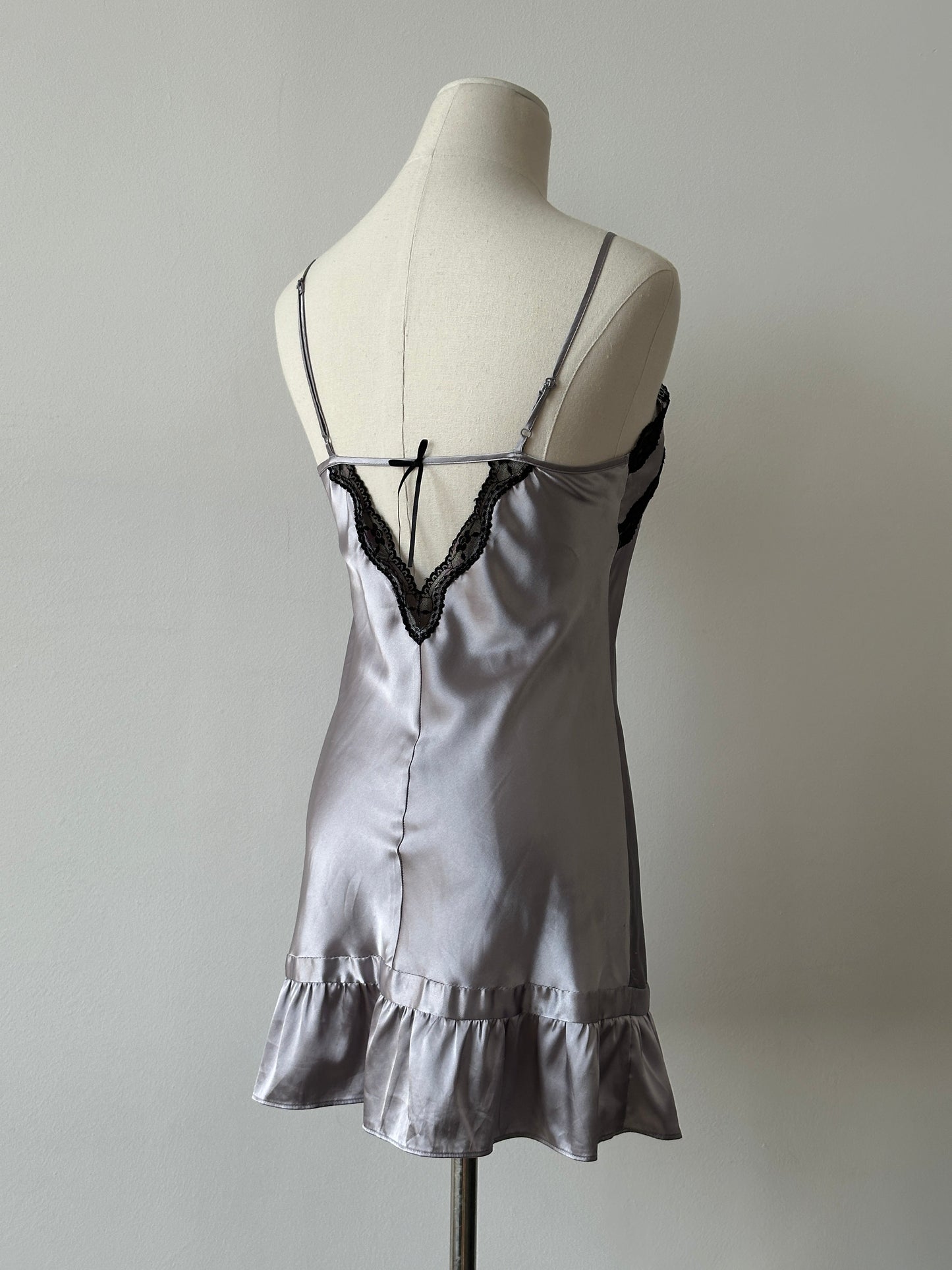 Vintage 2000s Satin Lace Mini Slip Dress - XS