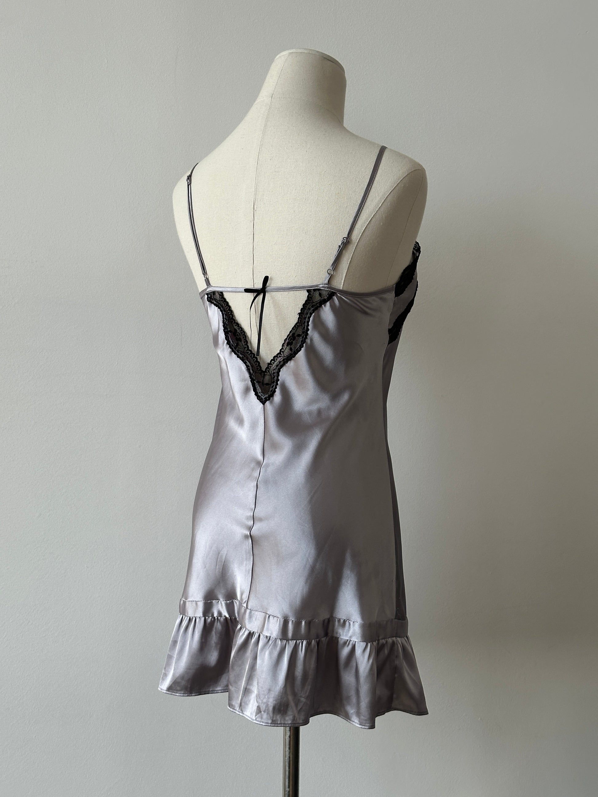 Vintage 2000s Satin Lace Mini Slip Dress - XS