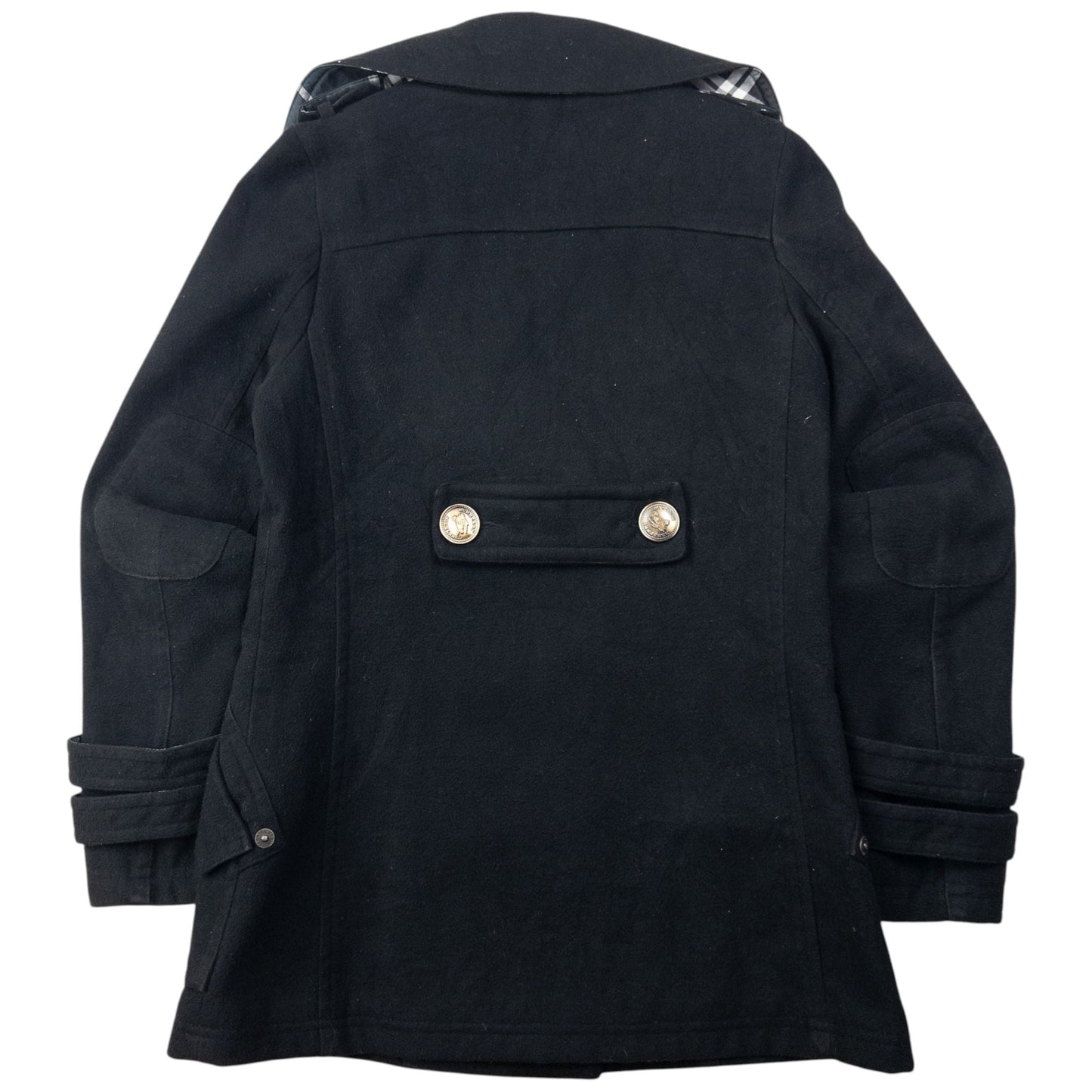 Vintage 2000s Burberry Blue Label Nova Check Lined Peacoat Jacket Womens Size M | Medium, Black