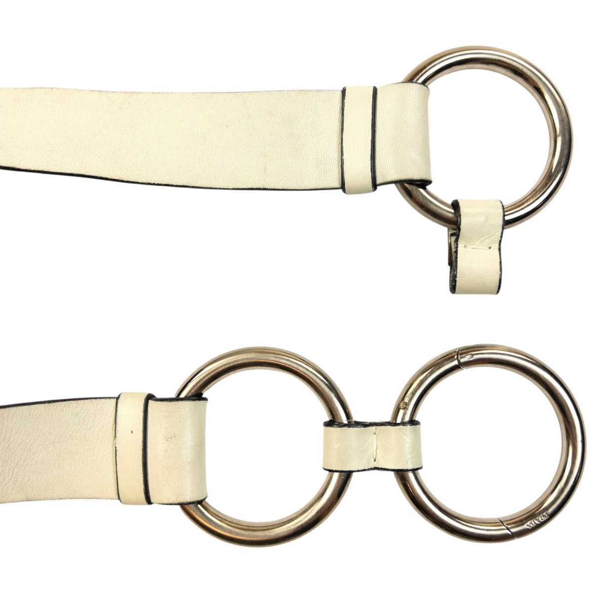 Vintage 2000s Prada Leather Ring Belt Size W32 | O/S, Silver