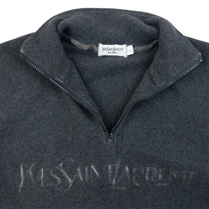 Vintage 2000s YSL Yves Saint Laurent Q Zip Fleece Sweatshirt Size M | Medium, Grey