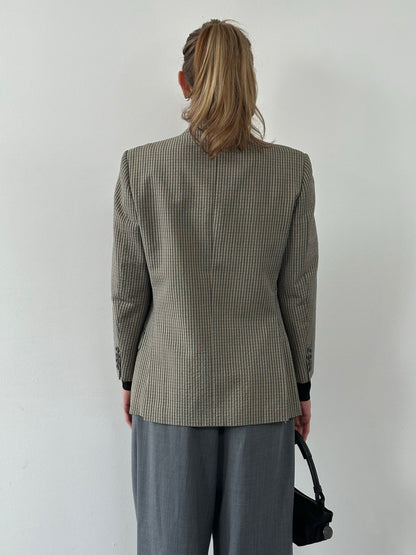 Burberry 1990s Wool Silk Check Unlined Blazer - S