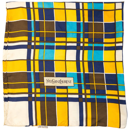 Vintage 80s YSL Yves Saint Laurent Checkered Silk Scarf | O/S, Red