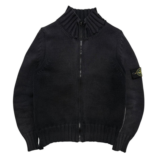Stone Island A/W 2006 Heavy Knit Zip Up | Medium, Navy