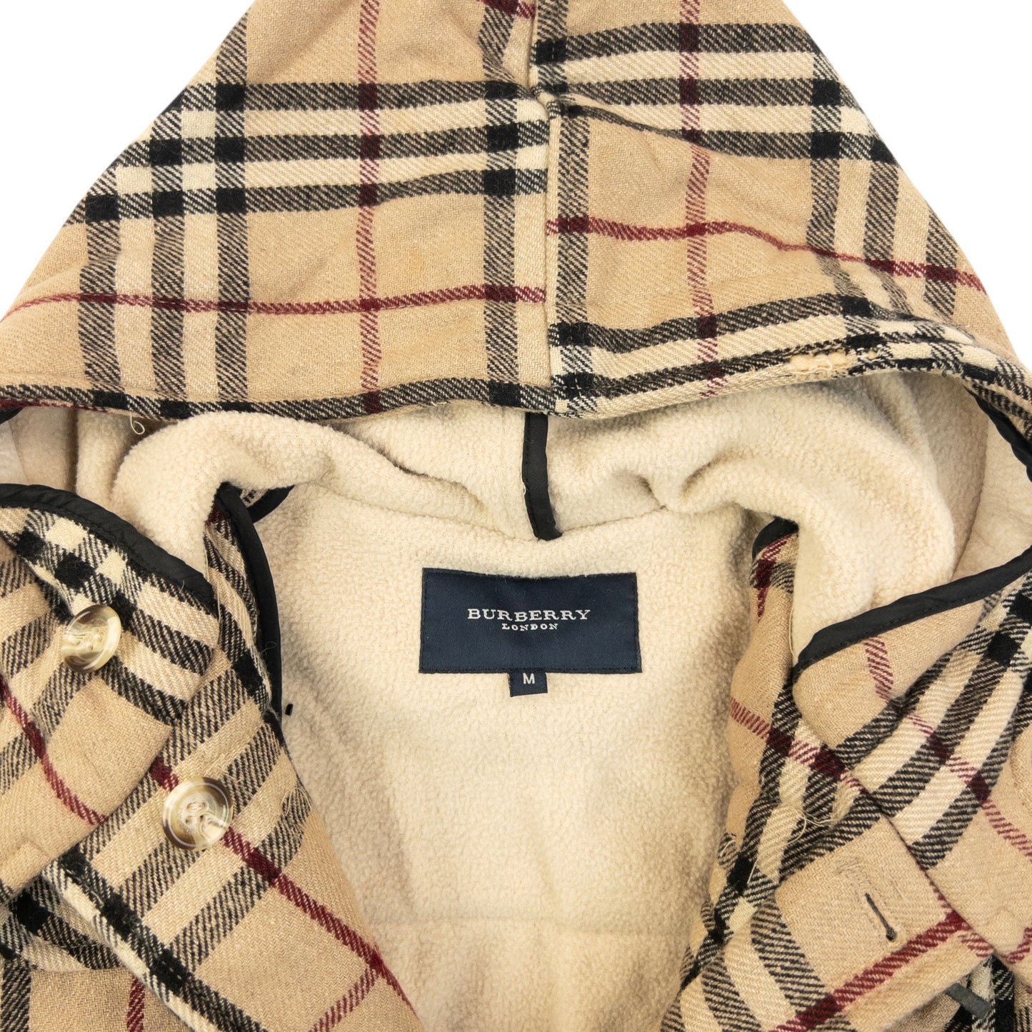Vintage 2000s Burberry Fleece Lined Nova Check Duffle Jacket Womens Size M | O/S, Beige