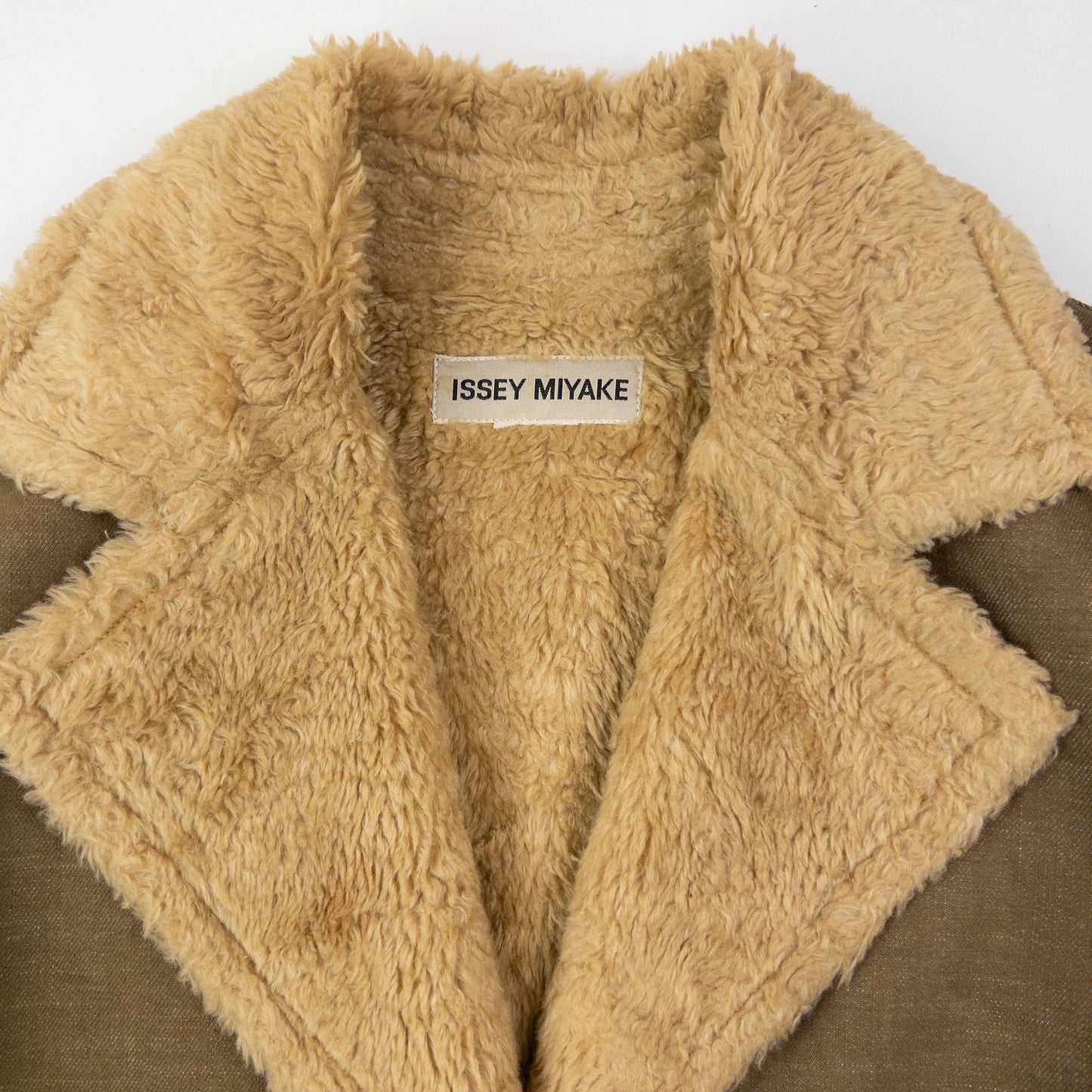 Vintage 90s Issey Miyake Fur Lined Button Up Jacket Size M | Medium, Beige