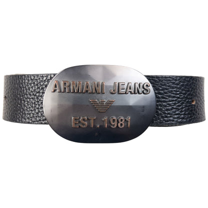 Vintage 2000s Armani Jeans Leather Belt Size XL | XL, Black