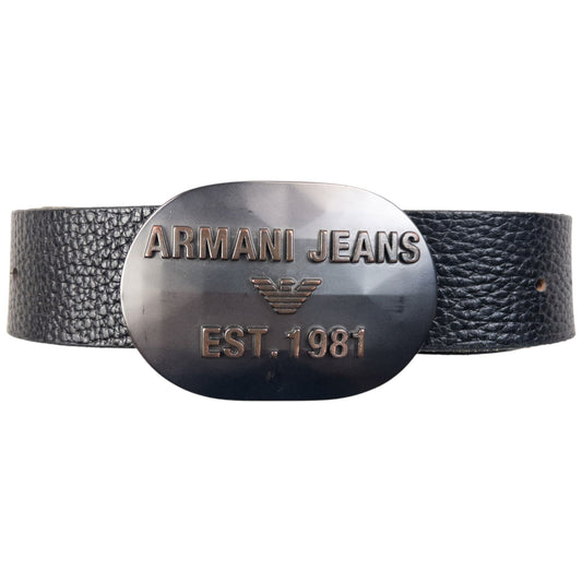 Vintage 2000s Armani Jeans Leather Belt Size XL | XL, Black
