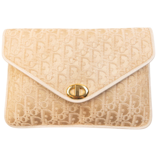 Vintage 90s Dior Monogram Clutch Bag | O/S, Beige