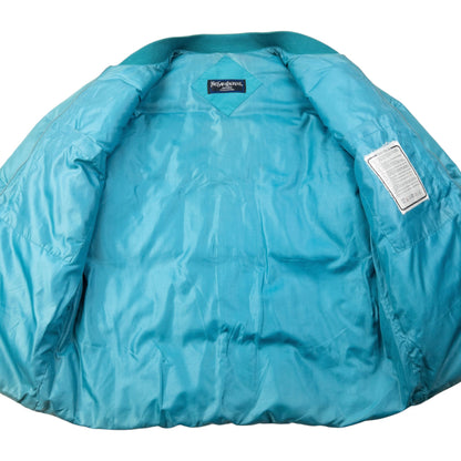 Vintage 80s YSL Yves Saint Laurent Zip Up Puffer Jacket Size M | Medium, Blue