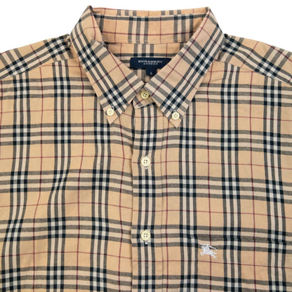 Vintage 2000s Burberry Nova Check Long Sleeve Button Up Shirt Size L | Large, Beige