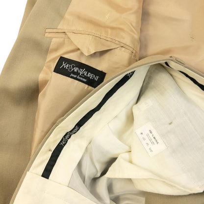 Vintage 90s YSL Yves Saint Laurent Jacket & Trousers Suit Set Size XL | XL, Beige