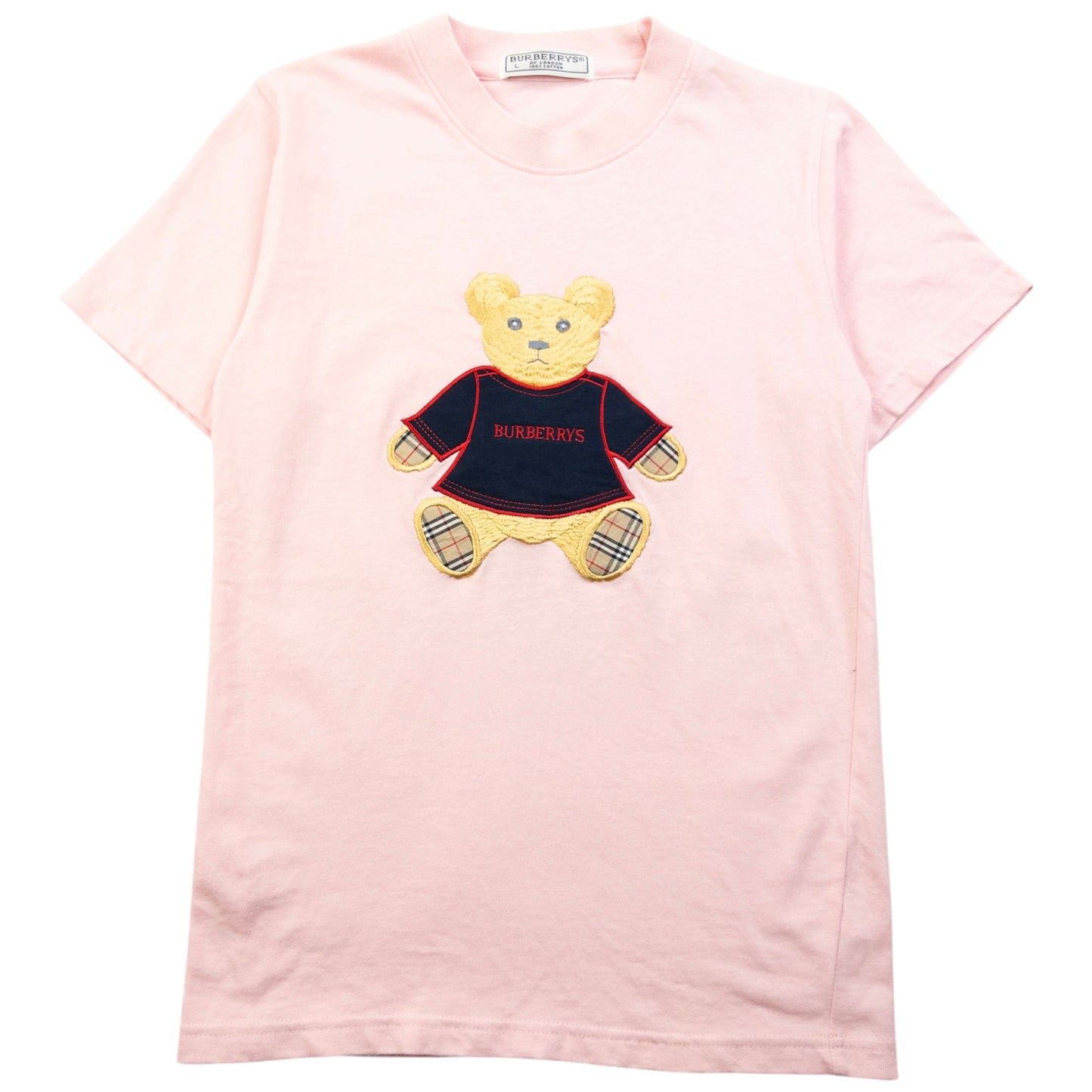 Vintage 90s Burberry Embroidered Teddy Bear T Shirt Womens Size S | Small, Pink