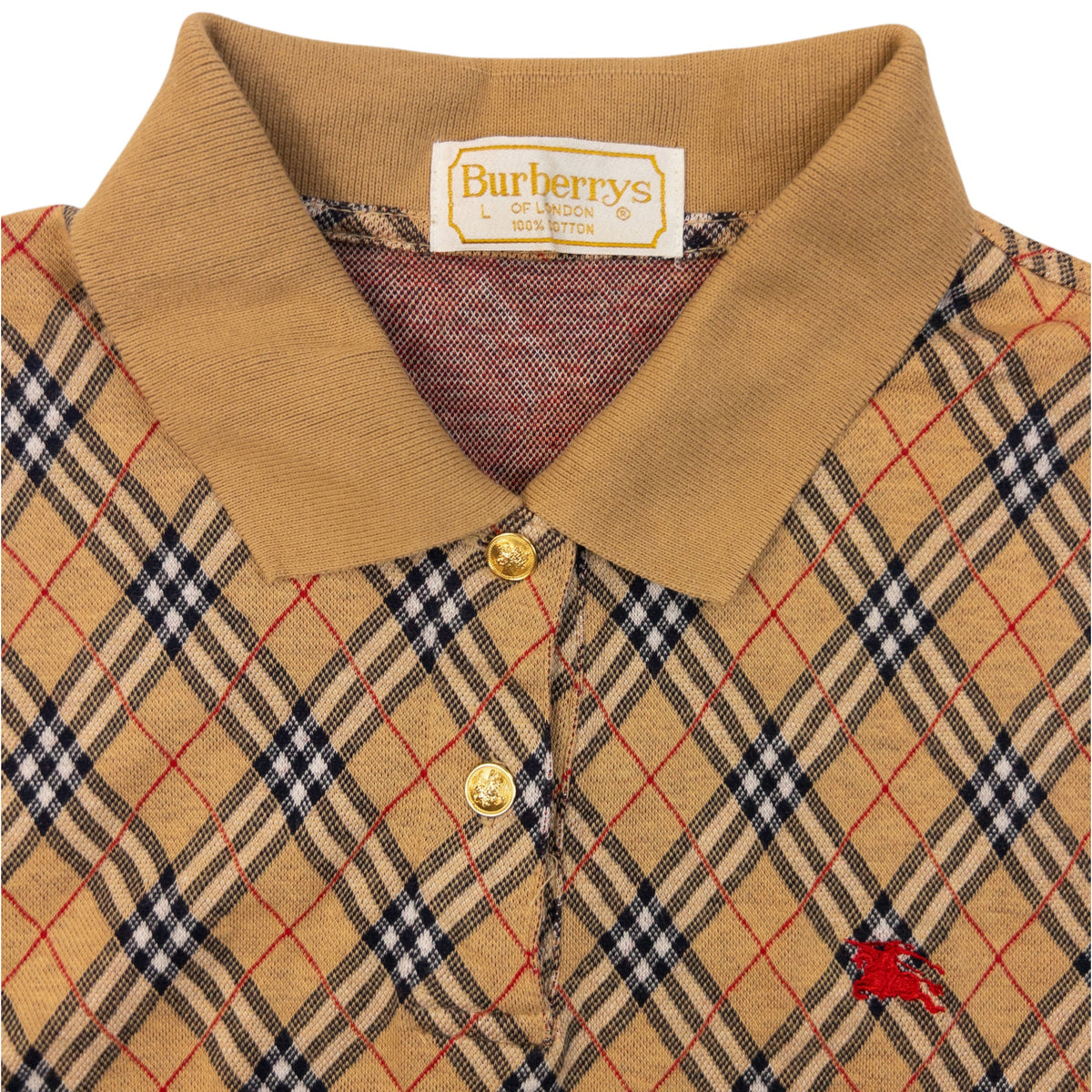Vintage 90s Burberry Nova Check Polo Shirt Womens Size S | Small, Beige