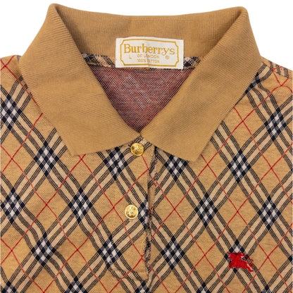 Vintage 90s Burberry Nova Check Polo Shirt Womens Size S | Small, Beige