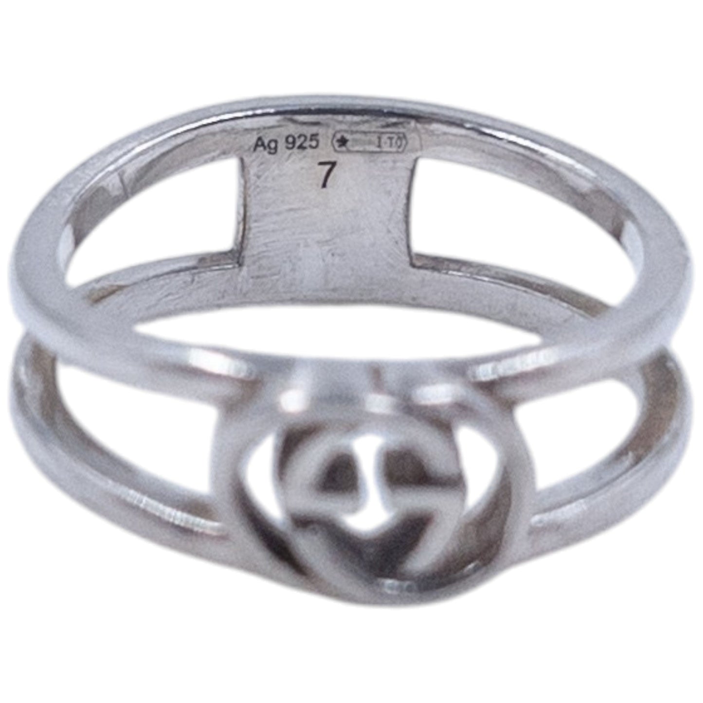 Vintage 2000s Gucci Silver Logo Ring