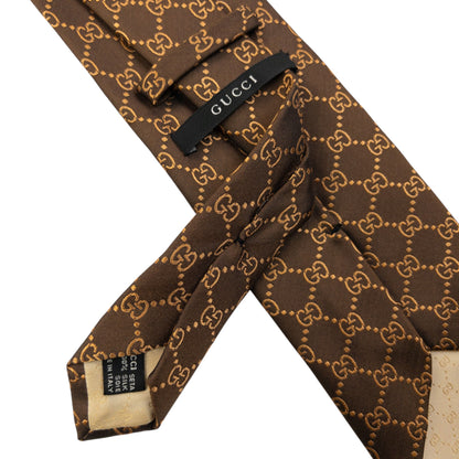 Vintage 2000s Gucci Monogram Silk Tie | O/S, Brown