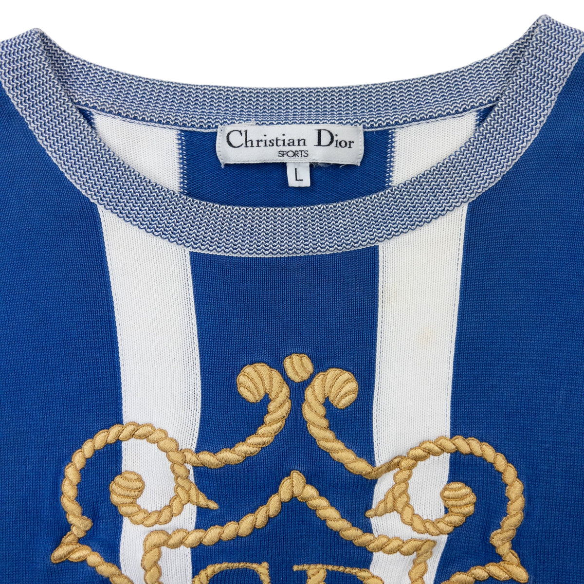 Vintage 90s Dior Sports Embroidered Striped Sweatshirt Womens Size 